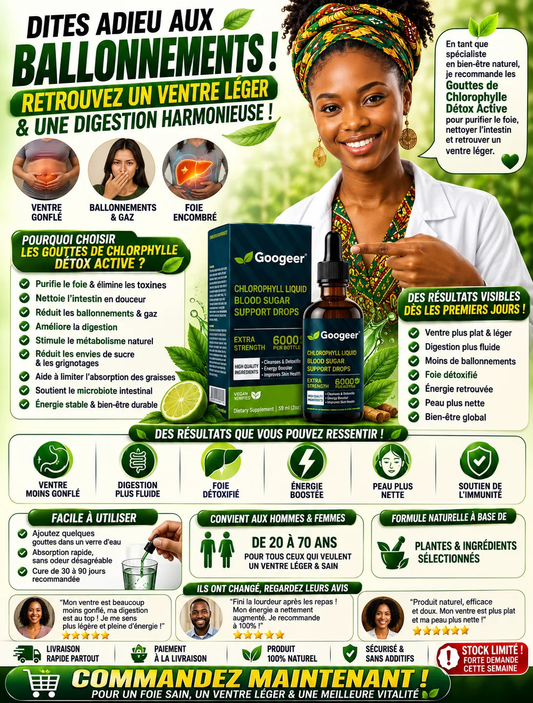Gouttes Chlorophylle Détox -🛑STOP aux BALLONNEMENTS, FOIE ENCOMBRÉ et MAUVAISE DIGESTION et Retrouver Un Ventre Léger & Une Digestion Harmonieuse Dès Aujourd’hui !