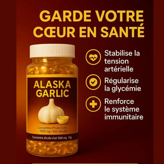 ALASKA GARLIC 500 GÉLULES USA ( AVC, Hypertension, Cholestérol ,Fois, Reins, Digestion, Diabète