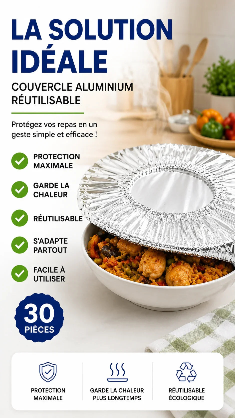 COUVRE-PLATS ISOTHERMES – Protégez Vos Repas avec Assurance - un lot de 30 pcs